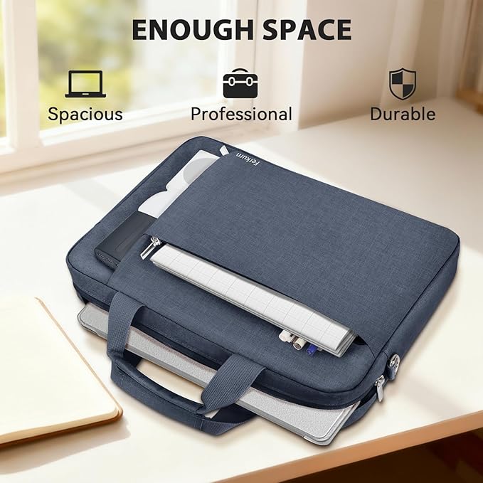 Ferkurn Laptop Case Sleeve 15.6 16 Inch Laptop Bag for Women Men Compatible with HP Envy Pavilion/Dell Inspiron XPS/Lenovo/Acer, Shoulder Strap Carrying Briefcase Computer Messenger Bag Case, Grey