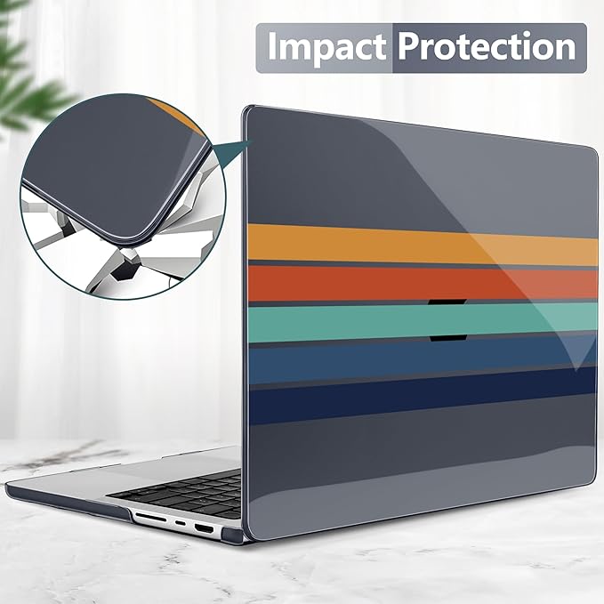 Batianda for MacBook Pro 14 Inch Case 2026-2021 Release M5 M4 M3 M2 M1 Pro/Max, 1.2mm Slim Graphic Hard Shell Cover with Keyboard Cover, Screen Protector 4-in-1 Bundle, Black Stripes
