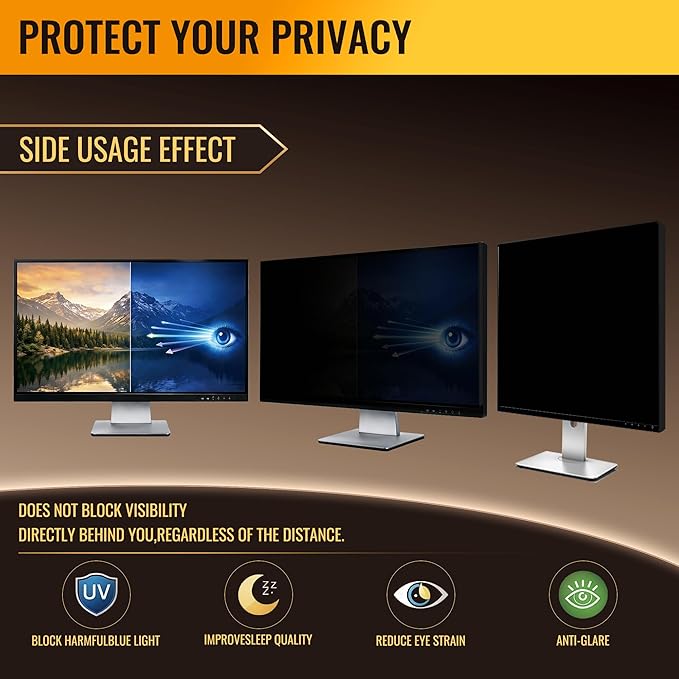 24 Inch Privacy Screen for Monitor with 16:9 Widescreen Monitor Blue Light Screen Protector - Anti-Glare - Anti-Scratch Protector Film for Data Confidentiality Privacy Shield [2 Pack]