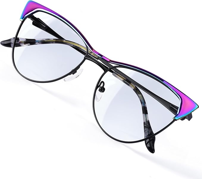 Blue Blockers Glasses for Women, Bluelight Glasses with Cat Eye Frame for Style, Comfort, Eye Strain Relief (Cat Eye, black)