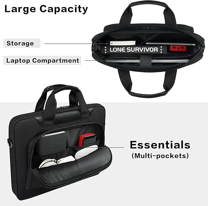 DOMISO 17-17.3 Inch Laptop Bag Large Capacity Laptop Shoulder Case for Dell XPS/Inspiron 17/HP Pavilion 17, Black
