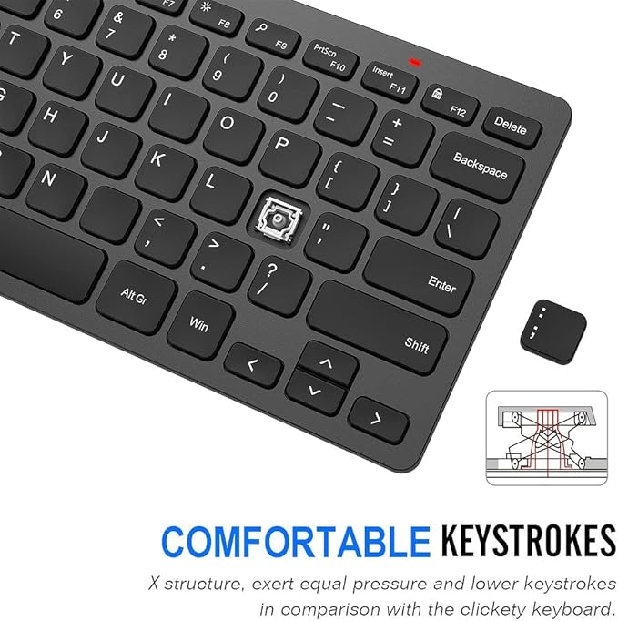 Arteck 2.4G Wireless Keyboard Ultra Slim and Compact Keyboard with Media Hotkeys for Computer Desktop PC Laptop Surface Smart TV and Windows 11/10/8/7, Black