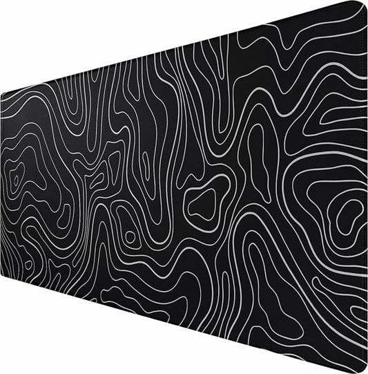 Large Mouse Pad, Waterproof Gaming Mousepad with Non-Slip Rubber Base, Stitched Edges, XXL Computer Long Keyboard Mouse Mat for Gamer, Office & Home, 31.5" x 15.7", Black White Lines