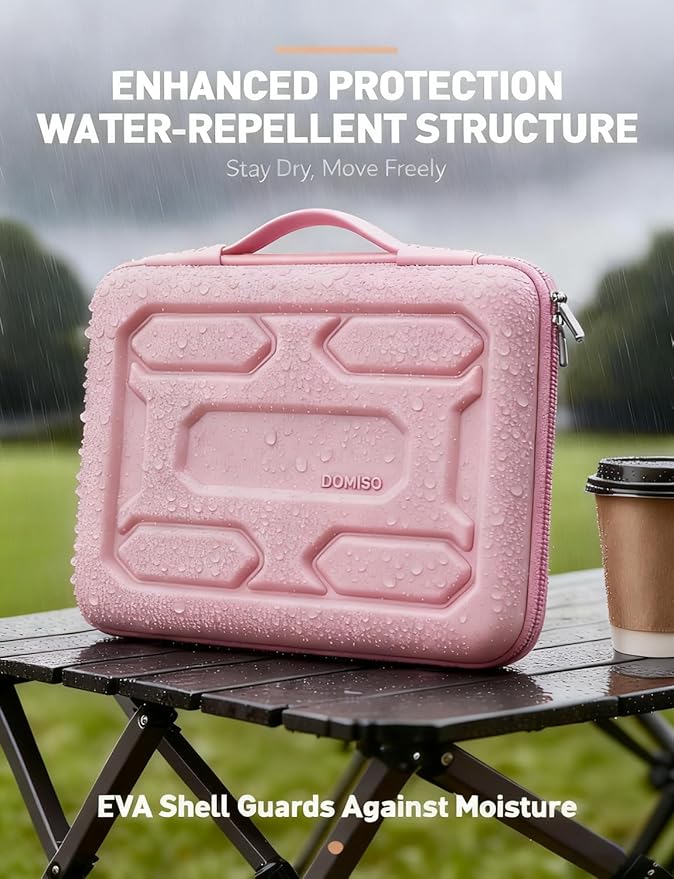 DOMISO 14 inch Laptop Sleeve with Handle Shockproof Computer Bag Waterproof EVA Protective Carrying Case for 14" ThinkPad E480/Yoga 920/13.5" Microsoft Surface Book/HP Pavilion 14 Stream 14, Pink