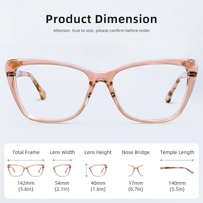 DOERAYM Blue Light Glasses for Woman: Amber Tint Reading Glasses for Night Shift Nurses & Office Workers