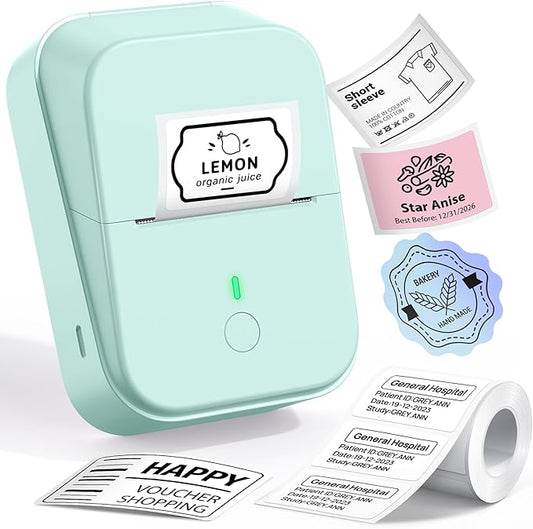 PM260 Label Maker Machine with Tape, 2 Inch Label Maker Bluetooth Label Printer, Inkless Portable Labeler for Home, Kitchen, School, Office Organization, Green