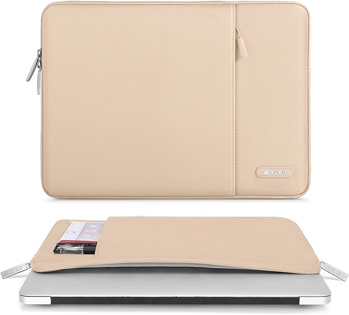 MOSISO Laptop Case 15 inch, 15 inch Laptop Sleeve Compatible with MacBook Air M5 A3448 M4 A3241 M3 A3114 M2 A2941 2026-2023, Dell XPS, Polyester Vertical Computer Sleeve Bag with Pocket, Apricot