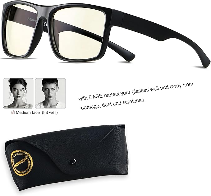 ANDWOOD Blue Light Blocking Glasses Men Women Computer TV Gaming AR Coatings Lens Improve Sleep Naturally Producing Melatonin