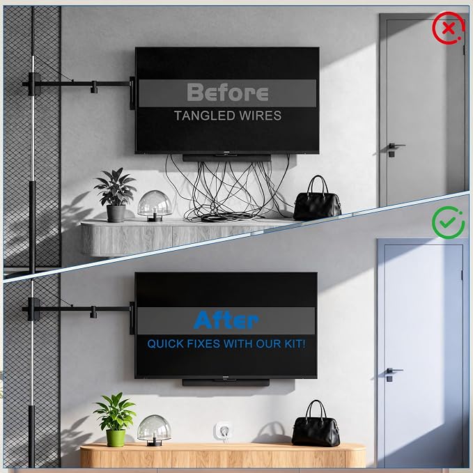 in Wall Cable Management Kit,All-in-One Voltage Adapted Cable Organizer, Streamline Wires for Living Room/Office | Easy Install Wall Wire Hider, with Drill Hardware in Wall Cable Management - Image 3