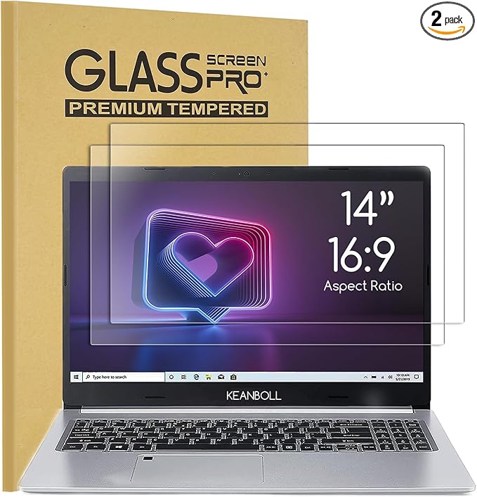KEANBOLL 2-Pack 14 inch Laptop Tempered Glass Screen Protector for Lenovo Hp Dell Acer Asus Samsung etc 14 inch Laptop-(16:9 Aspect Ratio,309x174mm),Bubble Free & Ultra Clear & Automatic Adsorption