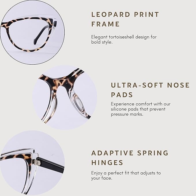 Blue Blockers Glasses for Women, Bluelight Glasses with Cat Eye Frame for Style, Comfort, Eye Strain Relief (Cat Eye, Black and white)