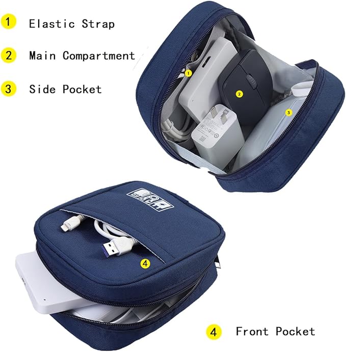 E-Tree Storage Pouch for Small Electronics and Accessories,Tech Bag,Electronic Organizer Case Compatible with MacBook Laptop Charger,Mouse,Cables,Hub,Power Bank,Earphone,Toiletries Cosmetics (Grey)