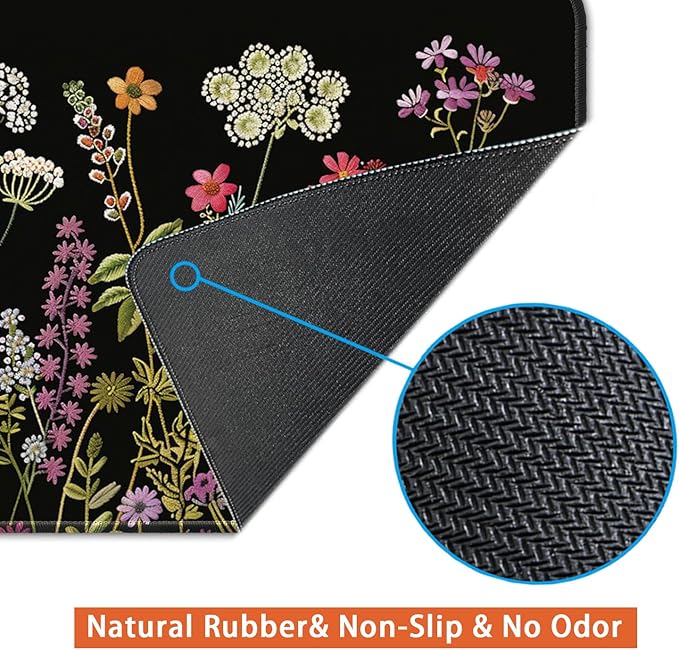 Desk Pad Protector, Office Desk Mat, Large Mouse Pad, Non-Slip Desk Blotter, 23.6x11.8 inch, Watercolor Flower