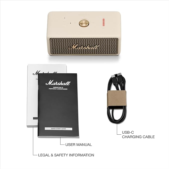Marshall Emberton III Portable Bluetooth Speaker - Rugged Waterproof IP67 Design | Loud Stereo Sound, Deep Bass with 32+ Hr Playtime | Compact and Wireless for Travel and Outdoors - Cream