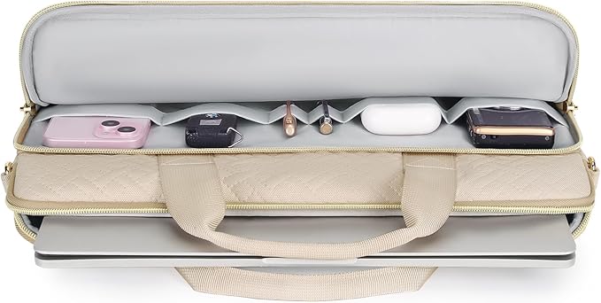 DOMISO 14 inch Laptop Case Sleeve Protective Cover Compatible with MacBook Air 15 M4 M3 M2,MacBook Pro,14-15 inch HP Dell ASUS Lenovo Chromebook,Waterproof Computer Bag with Shoulder Strap,Beige