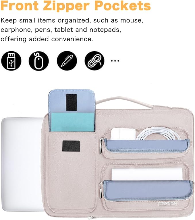 MOSISO 360 Protective Laptop Case 15 inch, Laptop Sleeve Compatible with MacBook Air M5 A3448 M4 A3241 M3 A3114 M2 A2941 2026-2023,Dell XPS,Side Open Bag with 2 Raised&1 Flapover Pockets, Stone Gray