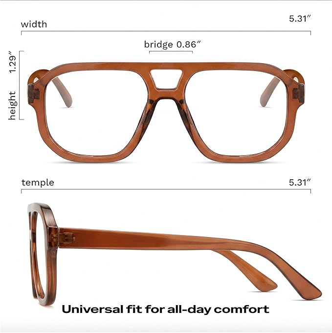 livho Retro Aviator Blue Light Blocking Glasses for Women Men with Soft Case, Trendy Rectangle Computer Eyeglasses