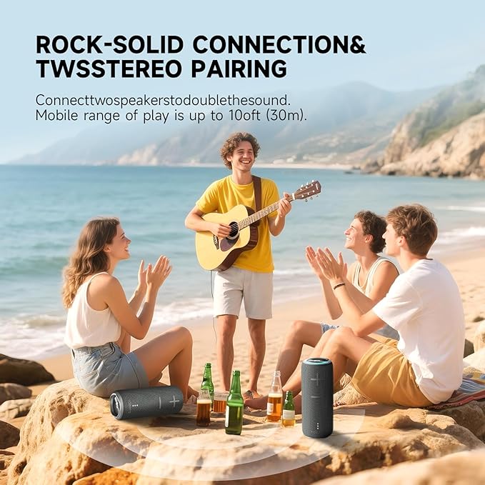 30W Loud Outdoor Portable Bluetooth Speaker, IPX7 Waterproof - Dustproof Wireless Speaker with Mega Bass, 8 - Hour Playtime, TWS Pairing, for Home, Party, Outdoors, Travel