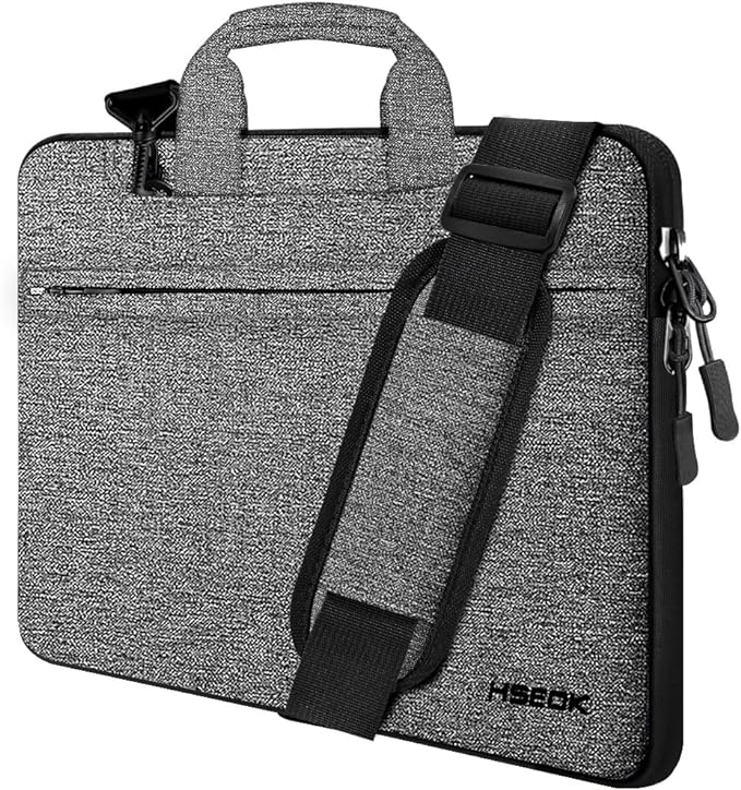 Hseok Laptop Shoulder Bag 15 15.6 16 Inch Briefcase,Compatible MacBook Pro/Neo 16",MacBook Air/Pro 15,XPS 15/16 and most 15.6-16 and Most 15-16 Notebooks,Spill-Resistant Handbag,Dark Gray & Black