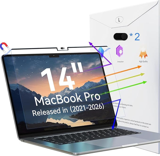 Peslv Magnetic Anti Blue Light Screen Protector for MacBook Pro 14 Inch (2021-2026, M1, M2, M3, M4, M5), Removable Glare Filter for 14.2" Mac Laptop Computer