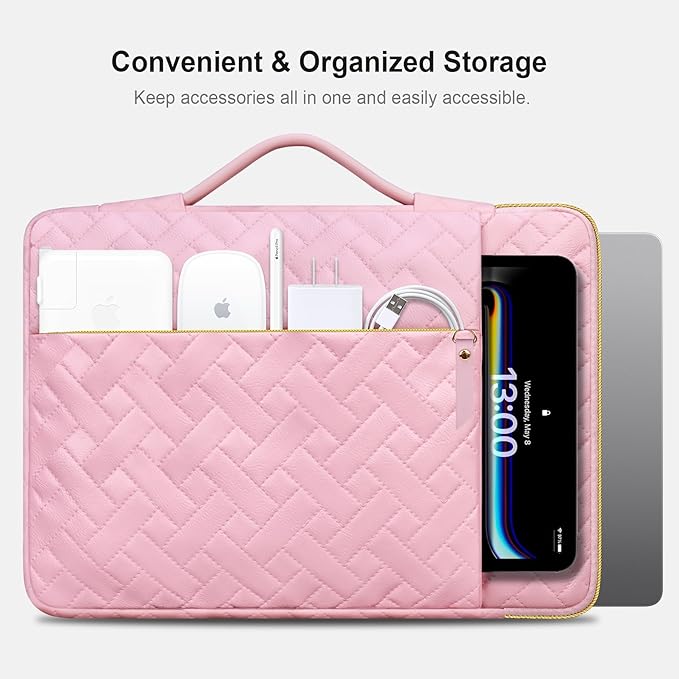 Lacdo 360° Protective Laptop Sleeve Case for 15 inch New MacBook Air M5/A3448 (2026), M4 A3241 2025, M3 A3114, M2 A2941 2024-2023, 15 inch MacBook Pro A1990 A1707 Computer Bag Sleeve, Sakura Pink