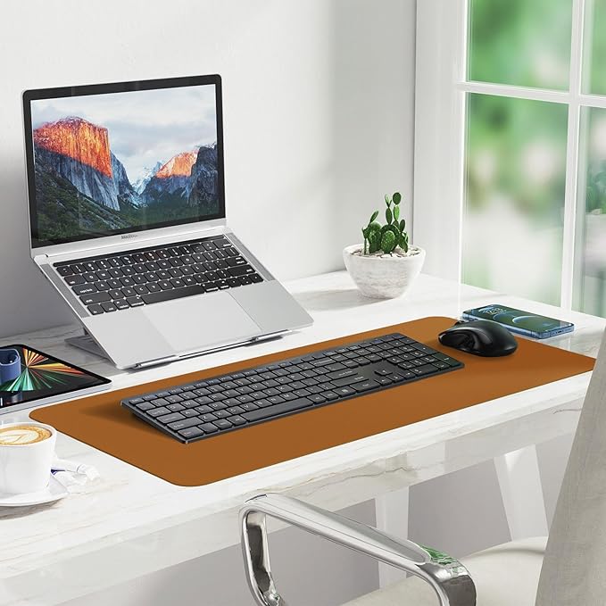 Desk Pad,Large Mouse Pad, Non-Slip PU Leathers Writing Pad,Desktop Protection Pad,Computer Desk Pad, Waterproof Table Mat, Desk Mat for Office and Home Writing (Brown;31.5"x 15.7")