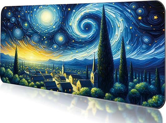 Gaming Mouse Pad 31.5x11.8 inch XL Large Extended Mouse Pad, Big Mousepad Desk Mat for Computer with Non-Slip Rubber Base and Stitched Edge-Blue Galaxy