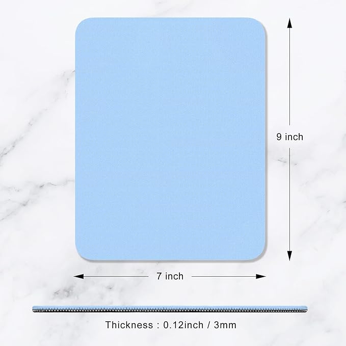 Hsurbtra Mouse Pad, Premium-Textured Square Mousepad 7 x 9 Inch, Thick 3 mm Anti-Slip Waterproof Rubber Pretty Cute Computer Mat for Office Gaming Laptop Women Kids Sky Blue