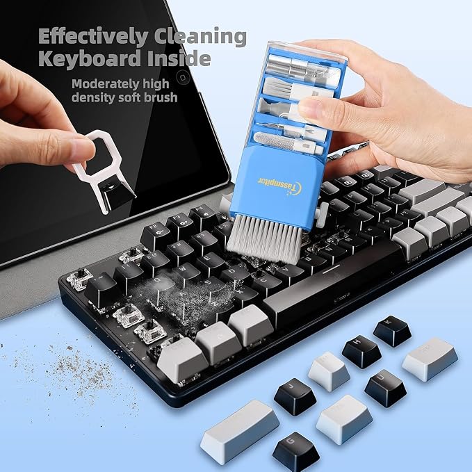 Tassmpitor Laptop Cleaning Kit, All in 1 Keyboard Cleaning kit for MacBook iPad iPhone, Compact Keyboard Cleaner with Brush and Spray for Tablet, Airpods, Earbud, Computer Screen, PC Monitor, SkyBlue - Image 2