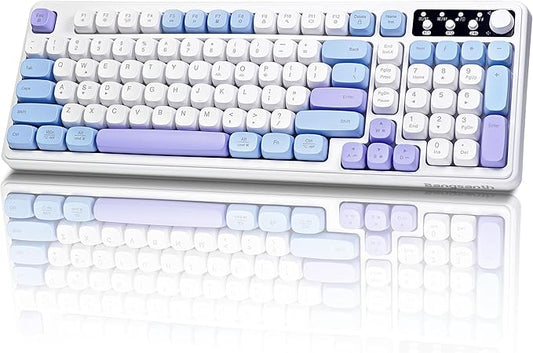 Wireless Keyboard, RGB Gaming Keyboard, Tri-Mode BT5.0/2.4GHz/USB-C, 99-Key Creamy, Anti-ghosting Keys, Compatible with PC, Mac, Gaming Consoles