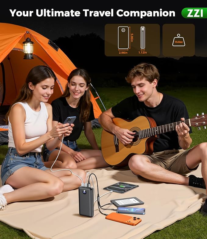 Portable Charger Power Bank, 60000mAh Battery Pack with 3 in 1 USB-C/iOS/Micro-USB Cable, 22.5W Fast Charging Portable Phone Charger, Travel Camping Essential Powerbank for iPhone 17/16 Samsung,Ruby