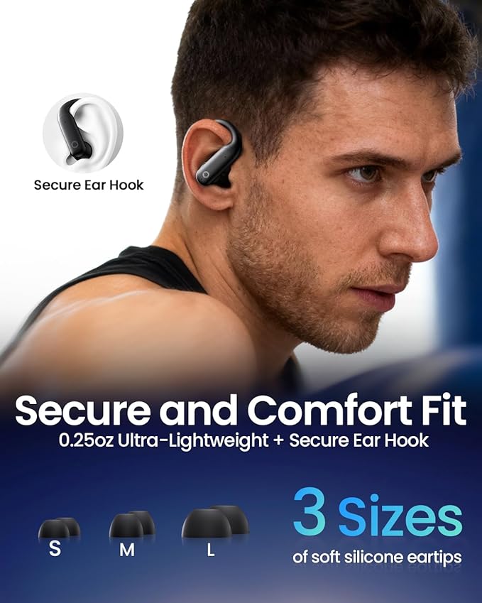 LEEMC Wireless Earbuds, Bluetooth Headphones 6.0, Ear Buds with Touch Screen, ANC ENC Noise Cancelling, 40H Bass Stereo Sound Over-Ear Earphones for iOS, Android, Sports, Workout, Black