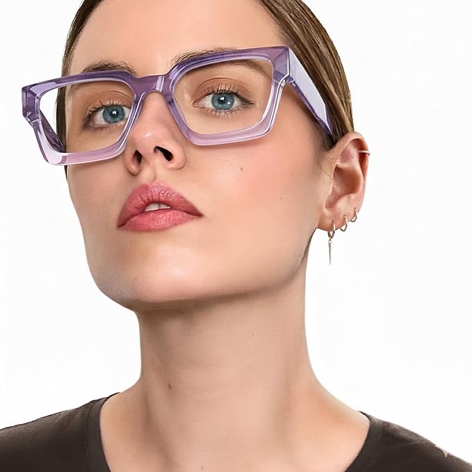 livho Oversized Eyewear Frame for Woman and Men - Rectangle Fashion Glasses for Computer, Chic Preppy Frame