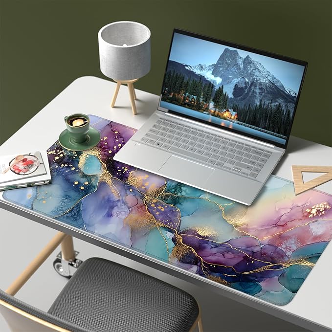 Mouse Pad, Large Anti-Slip with Stitched Edges Desk Mat Desktop Laptop Computer Desk Keyboard Mat,Table Protector Blotter Mat (Purple, 35.4" x 15.7")