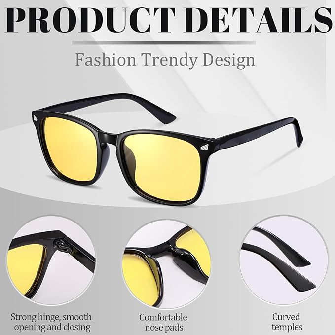 Polarized Sunglasses for Women Men, Night Driving Glasses Anti Glare Yellow Lens UV 400 for Day Night Use
