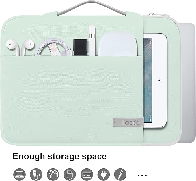 Lacdo 360° Protective 16 Inch Laptop Sleeve Case for 16 Inch HP Lenovo ASUS Acer Dell Laptop/HP Pavilion Envy/Lenovo ThinkPad IdeaPad/Acer Swift/ASUS Vivobook/Dell Computer Bag, Green