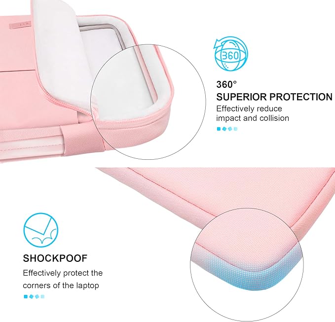 Lacdo 360° Protective Laptop Sleeve Case for 15 inch New MacBook Air M5/A3448 (2026), M4 A3241 2025, M3 A3114, M2 A2941 2024-2023, 15 inch MacBook Pro A1990 A1707, Computer Bag, Water-Resistant, Pink
