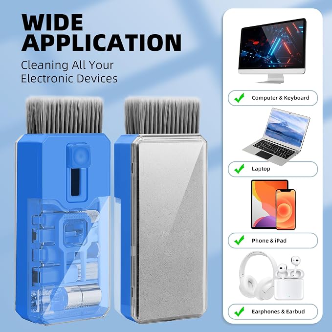 Ordilend Keyboard Cleaning Kit Laptop Cleaner, All-in-One Computer Camera Cleaning Kits Brush Tool, Multi-Function PC Electronic Cleaner for iPad iPhone Pro Earbuds Camera Monitor with Patent, SkyBlue - Image 5
