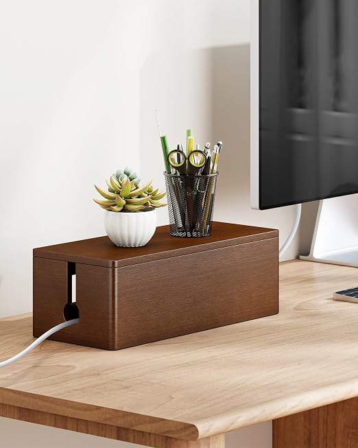YECAYE Wooden Cable Management Box, Power Strip Cord Organizer Box, Cord Hider for Office, Living Room, Bedroom,Magnetic Lid Design, Cable Organizer for Desk, Wire Management - Image 6