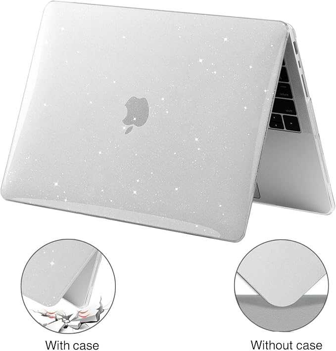 EooCoo Case Compatible with MacBook Pro 14 inch M5 2026-2021 M4 M3 M2 M1 Pro/Max Chip, Hard Shell Cases with Keyboard Cover, Screen Protector - Sparkly Clear