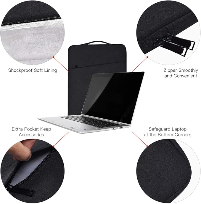 14 Inch Laptop Sleeve Case for Dell Latitude/Inspiron, HP ASUS Lenovo Chromebook/Stream/ASUS Vivobook/Lenovo IdeaPad Computer Sleeve Bag, Black