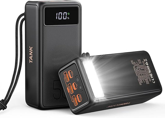 Power Bank 56000mah 100w Portable Charger Fast Charging Power Tank USB C with Emergency LED Flashlight Large Capacity External Battery Pack for iPhone Samsung Laptop for Outdoor Camping Travel