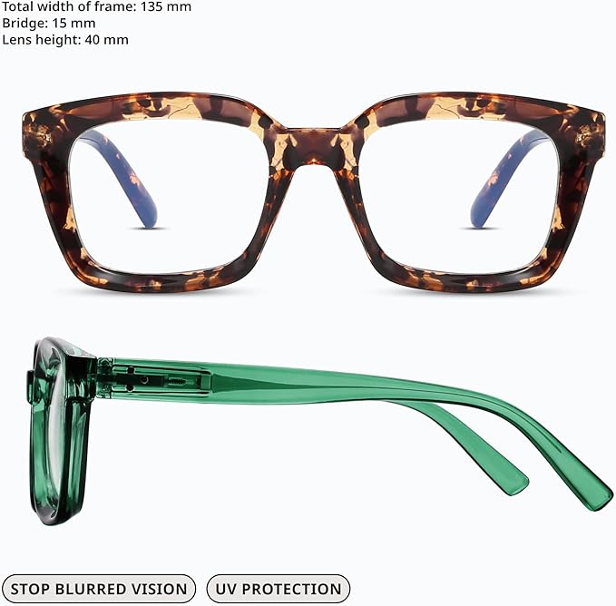 IBOANN Oversized Blue Light Glasses for Woman, Funky Fashion Glasses With Preppy Look, Reduce Screen Fatigue Computer Glasses