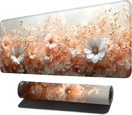 Mouse Pad, Large Anti-Slip with Stitched Edges Desk Mat Desktop Laptop Computer Desk Keyboard Mat,Table Protector Blotter Mat (Powder, 31.5" x 11.8")