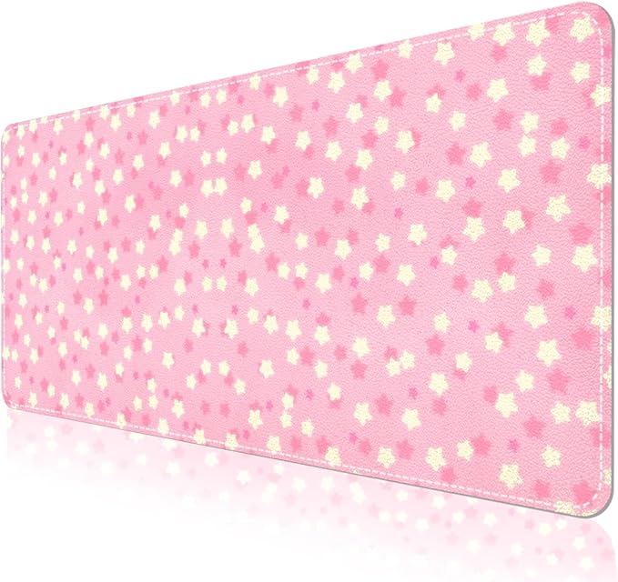 AUPET Leather Desk Pad Blotter Mat, Large Mouse Pad, Non-Slip Waterproof Desk Writing Pad Protector, Desk Decor for Office，Home，Gaming (Sweet Pink Starry, 35.4X15.7 inch)
