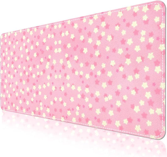 AUPET Leather Desk Pad Blotter Mat, Large Mouse Pad, Non-Slip Waterproof Desk Writing Pad Protector, Desk Decor for Office，Home，Gaming (Sweet Pink Starry, 35.4X15.7 inch)