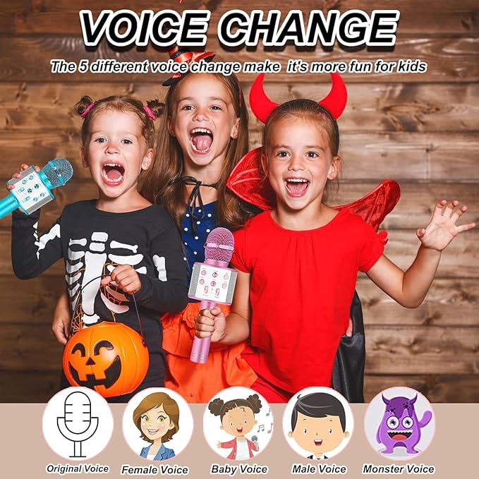 Niskite Kids Karaoke Microphone for Singing: Bluetooth Karaoke Microphone Wireless - Perfect Christmas Birthday Gifts for 2 3 4 5 6 7 8 Year Old Girls Toys