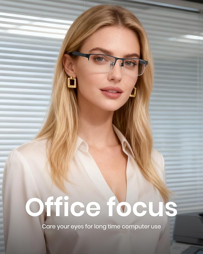 Cyxus Blue Light Blocking Glasses for Men Woman Semi Rim Computer Gaming Office Study Eyeglasses with UV Protection 8001