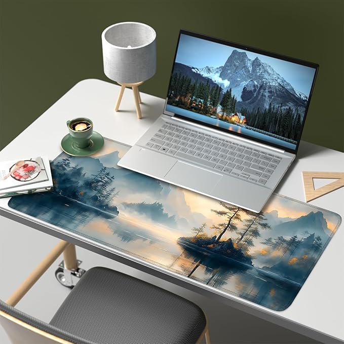 Mouse Pad, Large Anti-Slip with Stitched Edges Desk Mat Desktop Laptop Computer Desk Keyboard Mat,Table Protector Blotter Mat (mountainn, 31.5" x 11.8")