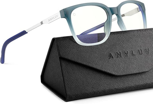 ANYLUV Blue Light Glasses for Men, Lightweight Computer Gaming Glasses, Stylish Anti Eyestrain Blue Light Blocking Men